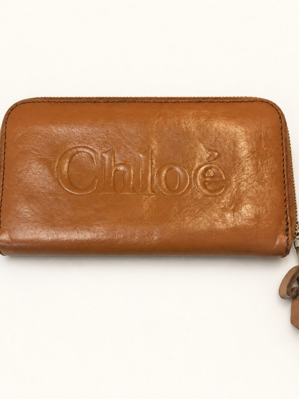 Chloé Brown Leather Zip Around Long Wallet
